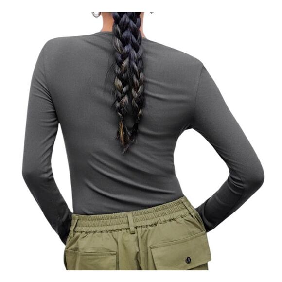 Cider Women's Small Grey Long Sleeve Scoop Neckline Jersey Bodysuit - Picture 3 of 10